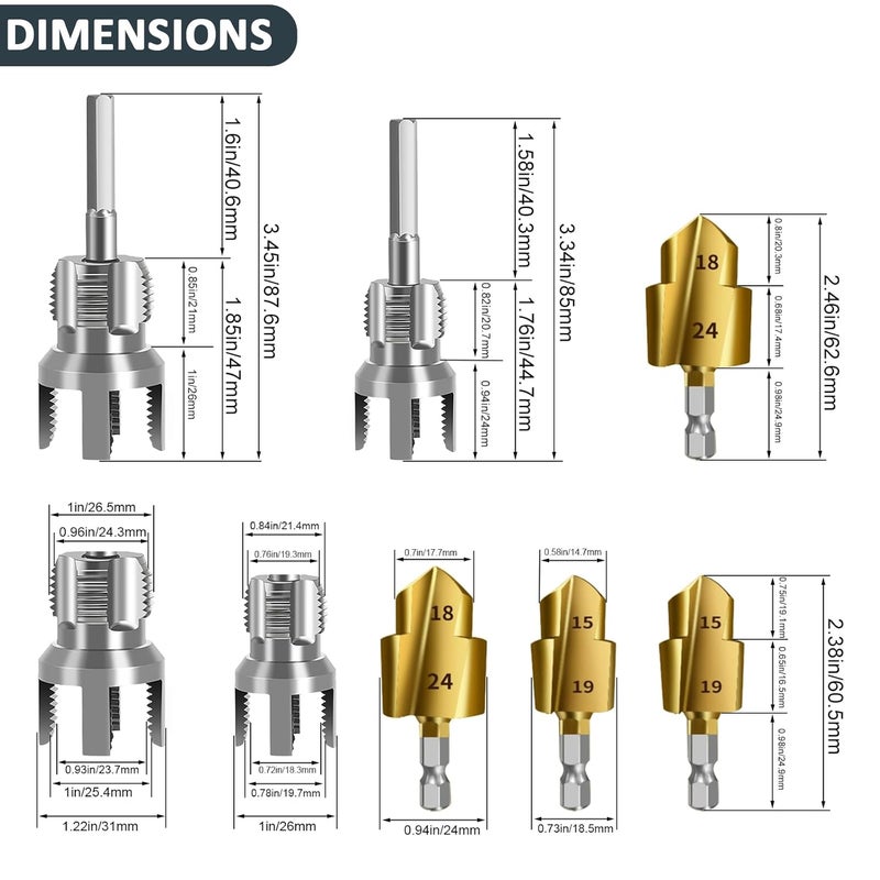 PILISPARK New PPR Pipe Threading and Reaming Tool Kit - Professional Threader for Plumbing, Electric Drill Style Threading Tool for 1/2“(DN15) 3/4“(DN20) PVC Pipe with Reaming Bit Set Great DIY Gift for Men - Image 5